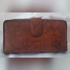 Vintage Buxton Top Grain Cowhide Leather Wallet Organizer Brown